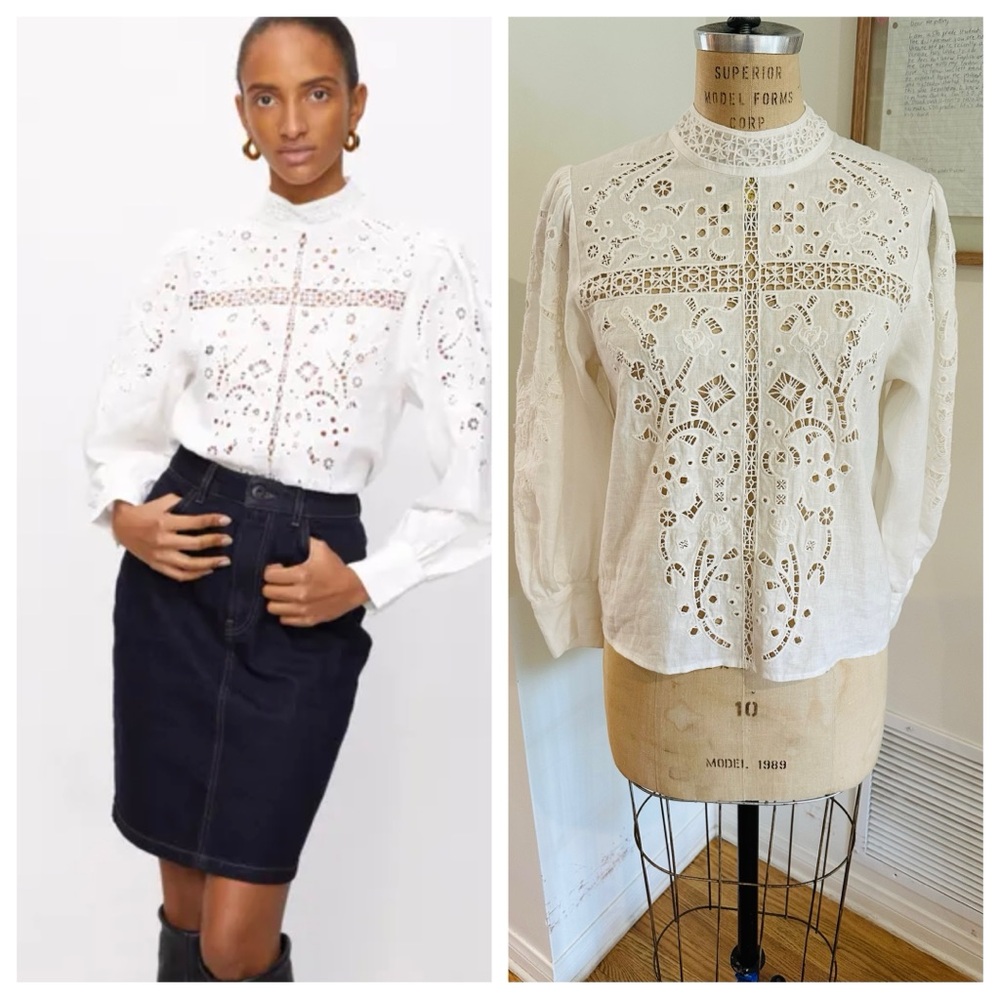 Les Coyotes De Paris Shiva Top in White, Sz 38 (US Medium or 6-8)